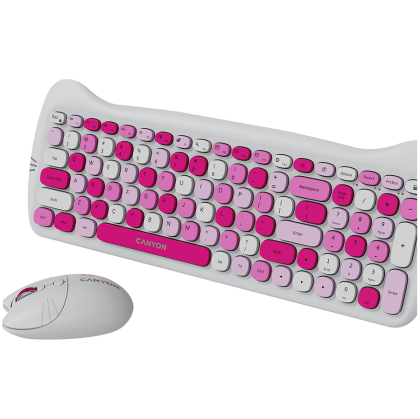 CANYON HSET-W6 EN Keyboard+Mouse Kitty Edition AAA+АА Wireless Pink