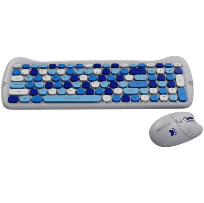 CANYON HSET-W6 EN Keyboard+Mouse Kitty Edition AAA+АА Wireless Blue