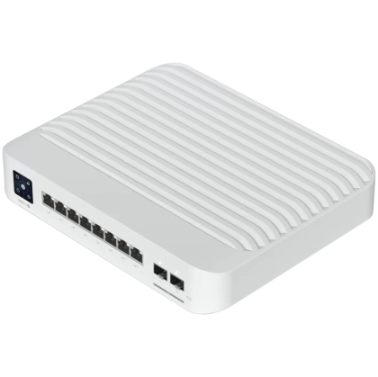 Ubiquiti USW-Pro-8-PoE-EU An 8-port, Layer 3 switch with PoE+ and PoE++ output. Can power devices with up to 120W, with a power consumption of 30W (Excluding PoE output)