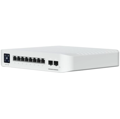 Ubiquiti USW-Pro-8-PoE-EU An 8-port, Layer 3 switch with PoE+ and PoE++ output. Can power devices with up to 120W, with a power consumption of 30W (Excluding PoE output)