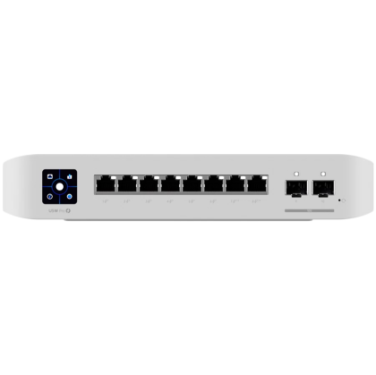 Ubiquiti USW-Pro-8-PoE-EU An 8-port, Layer 3 switch with PoE+ and PoE++ output. Can power devices with up to 120W, with a power consumption of 30W (Excluding PoE output)