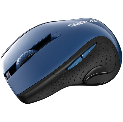 CANYON 2.4Ghz wireless mouse, optical tracking - blue LED, 6 buttons, DPI 1000/1200/1600, Blue Gray pearl glossy