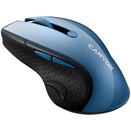 CANYON 2.4Ghz wireless mouse, optical tracking - blue LED, 6 buttons, DPI 1000/1200/1600, Blue Gray pearl glossy