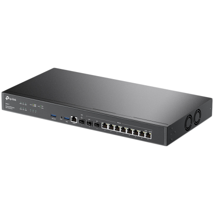 TP-Link ER8411 Omada VPN Router with 10G Ports, 1× 10G SFP+ WAN Port,1× 10G SFP+ WAN/LAN Port,1× Gigabit SFP WAN/LAN Port, 8× Gigabit RJ45 WAN/LAN Ports, 2× USB3.0 port,Integration with Omada SDN Controller,Dual Power Supply,Load Balance,Link Backup