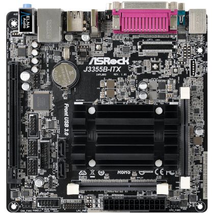 ASROCK Main Board Desktop (J3355 2.5GHz, DDR3 SO DIMM, 1xPCI 2.0x1,HDMI,VGA, 8ch, GLan,SATAIII,COM, LPT) Mini-ITX