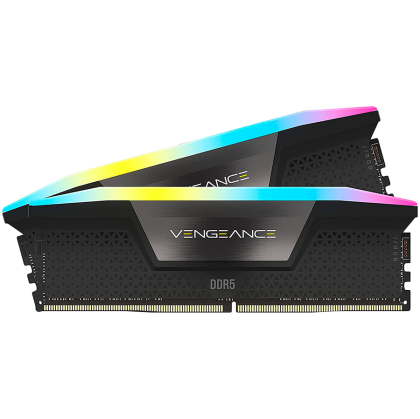 Corsair DDR5, 6400MT/s 32GB 2x16GB DIMM, Unbuffered, 32-40-40-84, Std PMIC, XMP 3.0, VENGEANCE RGB DDR5 Black Heatspreader, RGB LED, 1.4V