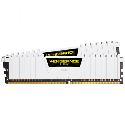 Corsair DDR4, 3200MHz 32GB 2x16GB Dimm, Unbuffered, Dual Rank, 16-20-20-38, XMP 2.0, Vengeance LPX White Heatspreader, Black PCB, 1.35V