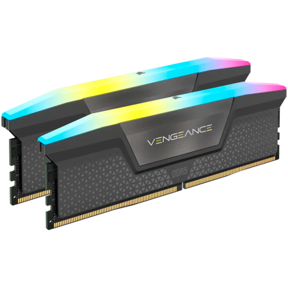 Corsair DDR5, 6000MT/s 32GB 2x16GB DIMM, Unbuffered, 30-36-36-76, Std PMIC, AMD EXPO, VENGEANCE RGB DDR5 Cool Grey Heatspreader, Black PCB, 1.4V