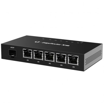 UBIQUITI EdgeRouter X SFP; (5) GbE RJ45 ports with 24V passive PoE; (1) SFP port; 50W total PoE availability.