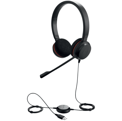 JABRA EVOLVE 20 MS Stereo USB Headband, Noise cancelling, USB connector, with mute-button and volume control on the cord, with foam ear cushion, Microsoft optimized