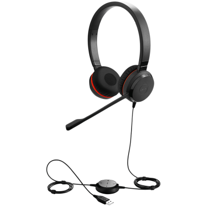 JABRA EVOLVE 30 II MS Stereo USB Headband, Noise cancelling, USB and 3.5 connectivity, with mute-button and volume control on the cord, with leather ear cushion, Microsoft optimized