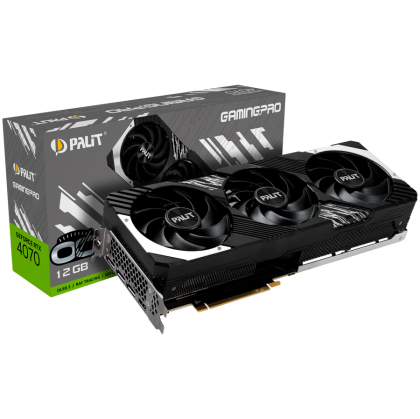 Palit RTX 4070 GamingPro OC 12GB GDDR6X, 192 bit, 1x HDMI 2.1a, 3x DP 1.4a, 1x 16-pin or 2x 8-pin Power connector, recommended PSU 750W, NED4070H19K9-1043A