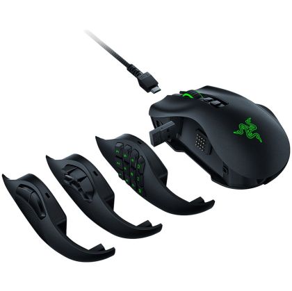 Razer Naga Pro Wireless Gaming Mouse, Up to 150 Hours battery life, Razer Chroma RGB, Optical sensor, 20,000 DPI, Speedflex Cable, 3 Swappable Side Plates, Up to 19+1 Programmable Buttons