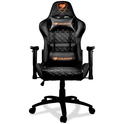 COUGAR Armor ONE BLACK Gaming Chair, Diamond Check Pattern Design, Breathable PVC Leather, Class 4 Gas Lift Cylinder, Full Steel Frame, 2D Adjustable Arm Rest, 180º Reclining, Adjustable Tilting Resistance