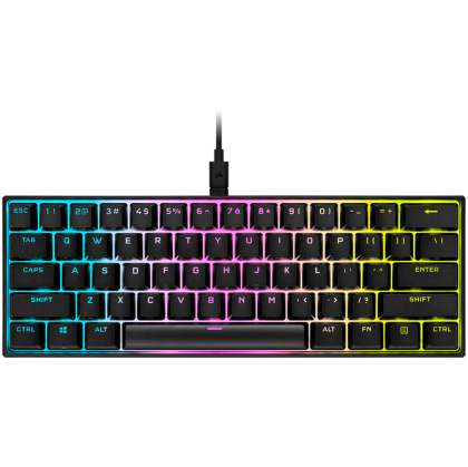 Corsair K65 RGB MINI 60% Mechanical Gaming Keyboard, Backlit RGB LED, CHERRY MX SPEED, Black, Black PBT Keycaps, EAN:0840006635772