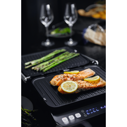 AENO ''Electric Grill EG1: 2000W, 3 heating modes - Upper Grill, Lower Grill, Both Grills  Defrost, Max opening angle -180°, Temperature regulation, Timer, Removable double-sided plates, Plate size 320*220mm''