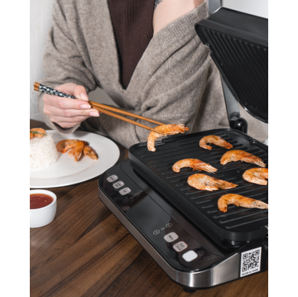 AENO ''Electric Grill EG5: 2000W, 2 heating modes - Lower Grill, Both Grills, 6 preset programs, Defrost, Max opening angle -180°, Temperature regulation, Timer, Removable double-sided plates, Plate size 320*220mm''