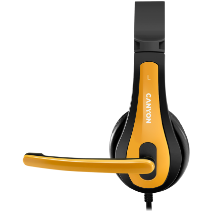 CANYON entry price PC headset, combined 3,5 plug, leather pads, Black-yellow