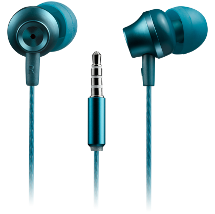 CANYON Stereo earphones with microphone, metallic shell, 1.2M, blue-green