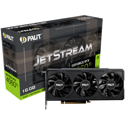 Palit RTX 4060Ti JetStream 16GB GDDR6, 128 bits, 1x HDMI 2.1a, 3x DP 1.4a, 3-fan, 1x 8-pin Power connector, recommended PSU 650W, NE6406T019T1-1061J