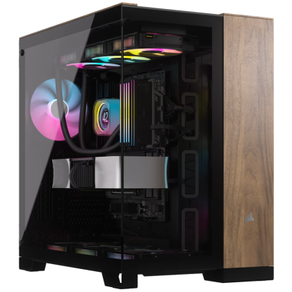 Corsair 6500X Tempered Glass Mid-Tower, Black/Walnut Wood, EAN: 0840006688846