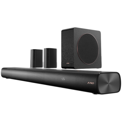 F&D HT-500DA 5.1 Wireless Soundbar, Atmos/Dolby, 190W (bar: 20W*4, Surround:15W*2: SW:80W), BT/AUX/HDMI(ARC)/USB/Optical/Coaxial, Touch buttons, black