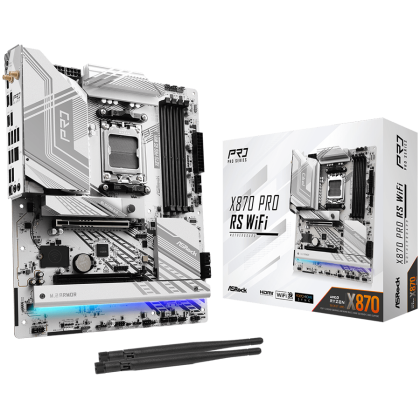 ASROCK MB Desktop X870 PRO RS Wi-Fi, AM5, 4x DDR5, 1x PCIe 5.0 x16, 1x PCIe 4.0 x16, 1x Blazing M.2(PCIe Gen5x4), 1x Hyper M.2, 1x Ultra M.2, 4x SATA3 6.0 Gb/s, 2x USB-C 1x SPDIF, 7.1 CH Audio, 1x HDMI, 1x 2.5G LAN, 802.11be 2x Wi-Fi 7 + Bluetooth