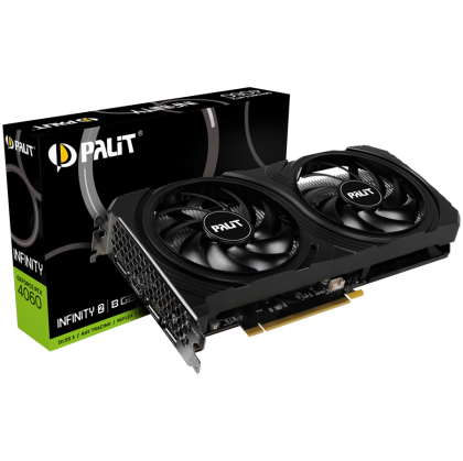 Palit RTX 4060 Infinity 2 8GB GDDR6, 128 bits, 1x HDMI 2.1, 3x DP 1.4a, two fan, 1x 8-pin Power connector, recommended PSU 600W, NE64060019P1-1070L