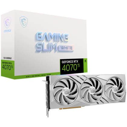 MSI Video Card Nvidia GeForce RTX 4070 Ti GAMING SLIM WHITE 12G, 12GB GDDR6X, 192-bit, 2730 MHz Boost, 7680 CUDA Cores, PCIe 4.0, 3x DP 1.4a, HDMI 2.1a, RAY TRACING, Triple Fan, 700W Recommended PSU, 3Y