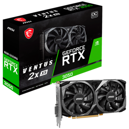 MSI Video Card Nvidia GeForce RTX 3050 VENTUS 2X XS 8G OC, 8GB GDDR6, 128bit, Boost: 1807 MHz, 2560 CUDA Cores, PCIe 4.0, 1x DP 1.4a, 1xHDMI 2.1a, 1xDL-DVI-D, RAY TRACING, Dual Fan, 500W, 3Y