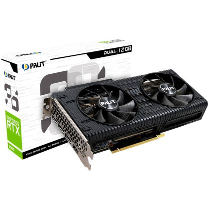 Palit RTX 3060 Dual 12GB GDDR6, 192bit, 1xHDMI, 3xDP, PCI-E 4.0, max resolution 7680x4320, recommended Power 550W, NE63060019K9-190AD.