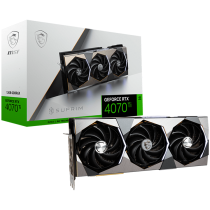 MSI Video Card Nvidia GeForce RTX 4070 Ti SUPRIM 12G, 12GB GDDR6X, 192bit, Boost: 2745 MHz, 7680 CUDA Cores, PCIe 4.0, 3x DP 1.4a, HDMI 2.1a, RAY TRACING, Triple Fan, 750W Recommended PSU, 3Y