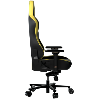 LORGAR Base 311, Gaming chair, PU eco-leather, 1.8 mm metal frame, multiblock mechanism, 4D armrests, 5 Star aluminium base, Class-4 gas lift, 75mm PU casters, Black + yellow