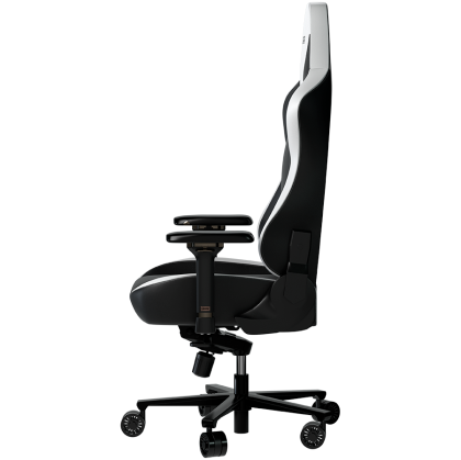 LORGAR Base 311, Gaming chair, PU eco-leather, 1.8 mm metal frame, multiblock mechanism, 4D armrests, 5 Star aluminium base, Class-4 gas lift, 75mm PU casters, Black + white