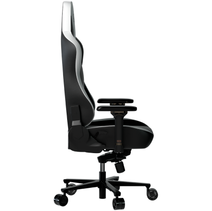 LORGAR Base 311, Gaming chair, PU eco-leather, 1.8 mm metal frame, multiblock mechanism, 4D armrests, 5 Star aluminium base, Class-4 gas lift, 75mm PU casters, Black + white