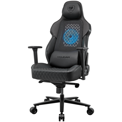 COUGAR Chair NxSys Aero Black, Breathable PVC LeatherHighly breathable mesh cloth, 150º Reclining, RocX, Piston Lift Height Adjustment, 3D Adjustable armrest, Full Steel Frame, Class 4 Gas Lift Cylinder