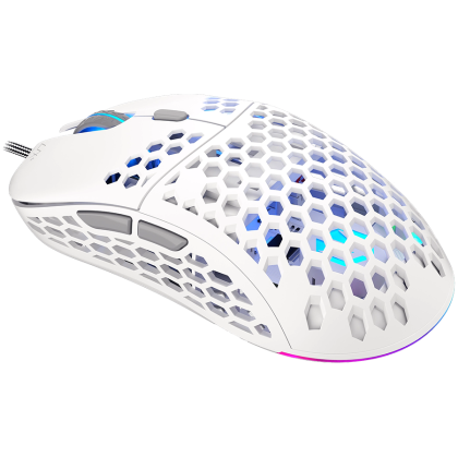 Endorfy LIX Plus Onyx White Gaming Mouse, PIXART PAW3370 Optical Gaming Sensor, 19000DPI, 59G Lightweight design, KAILH GM 8.0 Switches, 1.8M Paracord Cable, PTFE Skates, ARGB lights, 2 Year Warranty