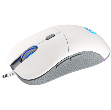 Endorfy GEM Plus Onyx White Gaming Mouse, PIXART PAW3370 Optical Gaming Sensor, 19000DPI, 67G Lightweight design, KAILH GM 8.0 Switches, 1.8M Paracord Cable, PTFE Skates, ARGB lights, 2 Year Warranty