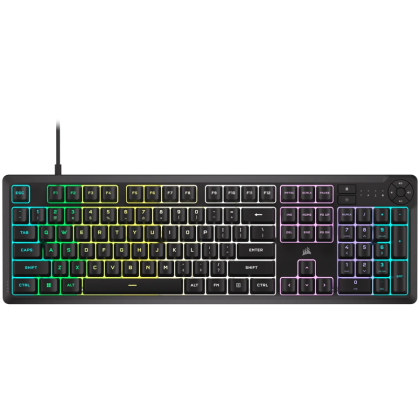 Corsair K55 CORE RGB Gaming Keyboard - Black, Fully customizable ten-zone RGB backlight, dedicated media control buttons