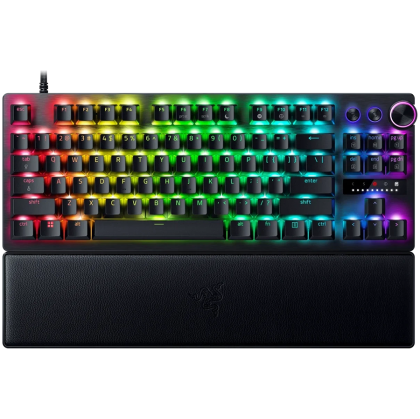 Razer Huntsman V3 Pro Tenkeyless, Gaming keyboard, Analog Optical Switch gen2, Razer Chroma RGB, Magnetic Firm Leatherette Wrist Rest, Multi-function Dial with 3 dedicated button, Detachable Type C Cable, 1000 Hz Polling Rate, Brushed Aluminum Alloy