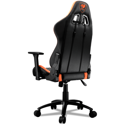 COUGAR Armor Pro Orange, Full Steel Frame, Breathable PVC Leather, Diamond Check Pattern Design, Micro Suede-Like Texture, Head and Lumbar Pillow, Mid Size, 3D Arm Rest Directions, Class 4 Gas Lift Cylinder, Orange / Black, 120 kg Weight Limit