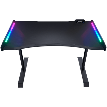 COUGAR Mars 120 Gaming Desk, USB 3.0 x 1/ USB 2.0 x 1/ 3.5mm Audio jack x 2/RGB button, 1250x810x740(mm), Ergonomic & Scratch Resistant Gaming Space, Carbon Fiber Texture, Multifunctional Design, Dual-sided ARGB, Welded Steel Frame, Maximum Stability