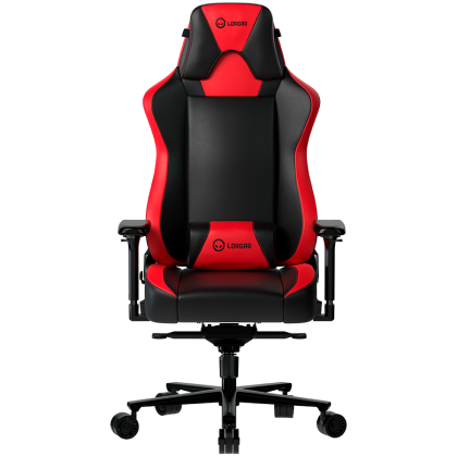 LORGAR Base 311, Gaming chair, PU eco-leather, 1.8 mm metal frame, multiblock mechanism, 4D armrests, 5 Star aluminium base, Class-4 gas lift, 75mm PU casters, Black + red