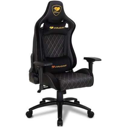 COUGAR Armor S ROYAL Gaming Chair, Full Steel Frame, 4D adjustable arm rest, Gas lift height adjustable, 180º seat back adjustable, Head and Lumbar Pillow, High density mold shaping foam, Premium PVC leather,Weight Capacity-120kg,Product Weight-21kg