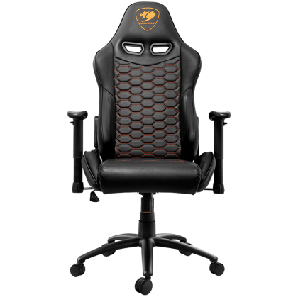 COUGAR OUTRIDER - Black, Gaming Chair, Premium PVC Leather, Head and Lumbar Pillow, High Density Shaping Foam, Continuous 180º Reclining, Adjustable Tilting Resistancer, 2 Direction Adjustable armrest, Full Steel Frame, Class 4 Gas Lift Cylinder