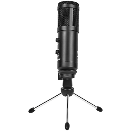 LORGAR Soner 313, Gaming Microphone, USB condenser microphone with Volume Knob & Echo Knob, Frequency Response: 80 Hz—17 kHz, including 1x Microphone, 1 x 2.5M USB Cable, 1 x Tripod Stand, dimensions: Ø47.4*158.2*48.1mm, weight: 243.0g, Black