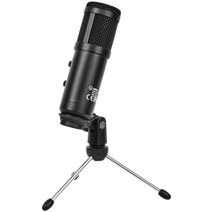 LORGAR Soner 313, Gaming Microphone, USB condenser microphone with Volume Knob & Echo Knob, Frequency Response: 80 Hz—17 kHz, including 1x Microphone, 1 x 2.5M USB Cable, 1 x Tripod Stand, dimensions: Ø47.4*158.2*48.1mm, weight: 243.0g, Black