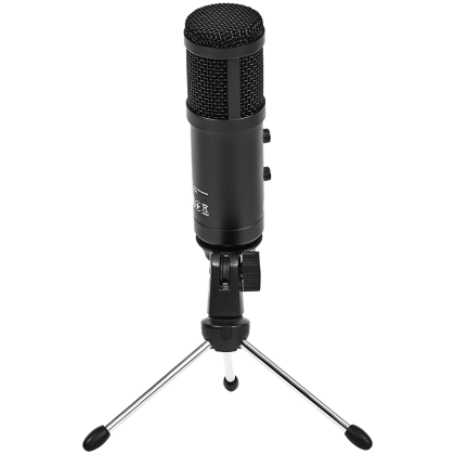 LORGAR Soner 313, Gaming Microphone, USB condenser microphone with Volume Knob & Echo Knob, Frequency Response: 80 Hz—17 kHz, including 1x Microphone, 1 x 2.5M USB Cable, 1 x Tripod Stand, dimensions: Ø47.4*158.2*48.1mm, weight: 243.0g, Black