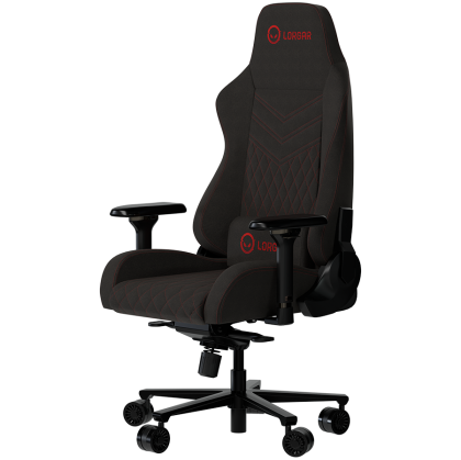 LORGAR Ace 422, Gaming chair, Anti-stain durable fabric, 1.8 mm metal frame, multiblock mechanism, 4D armrests, 5 Star aluminium base, Class-4 gas lift, 75mm PU casters, Black + red