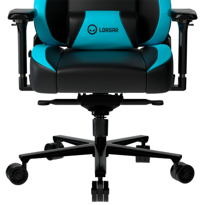 LORGAR Base 311, Gaming chair, PU eco-leather, 1.8 mm metal frame, multiblock mechanism, 4D armrests, 5 Star aluminium base, Class-4 gas lift, 75mm PU casters, Black + blue